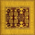 thumbnail image 1 of Ahgly Company Machine Washable Indoor Square Oriental Yellow Industrial Area Rugs, 4' Square, 1 of 4