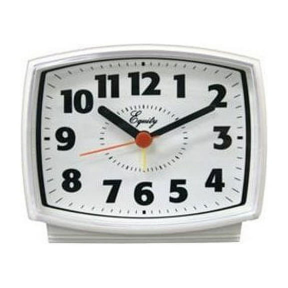 Advance White Electric Alarm Clock - Quartz Analog, Tabletop, Corded - White