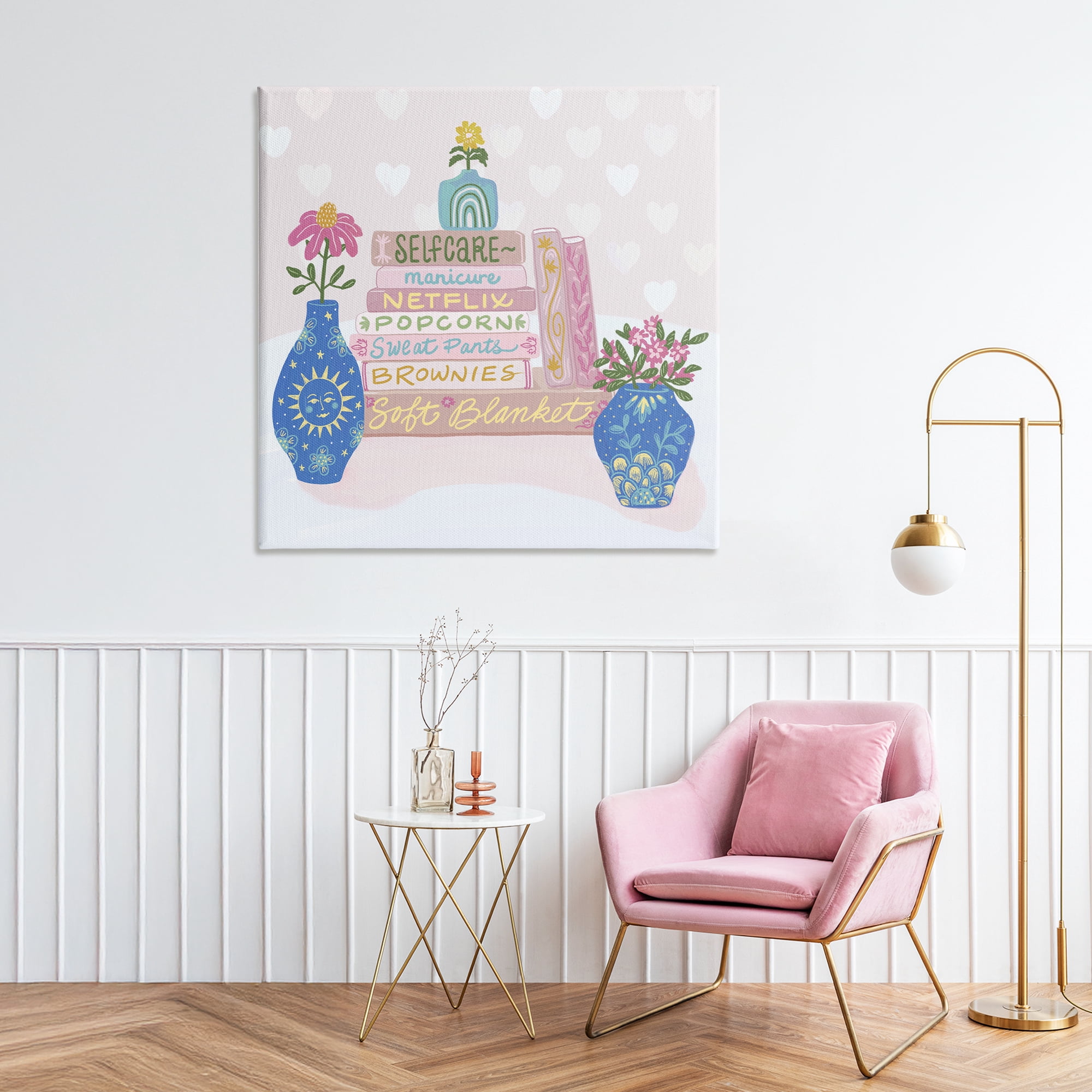 Stupell Industries Cozy Boho Self Care Books Canvas Wall Art, design by Connie Summers