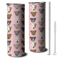 20oz Pit Bull Terrier Skinny Tumblers Stainless Steel Tumbler with Lid and Straw,Vacuum Insulated Double Wall Travel Tumbler Cups with Cleaning Brush for Coffee,Tea