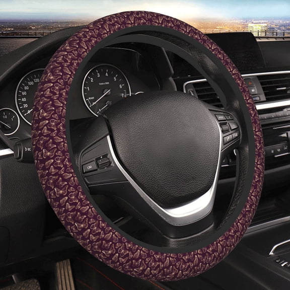 Yiaed Beautiful Purple Butterflies Steering Wheel Cover,Universal 15 Inch Anti Slip Steering Wheel Protector Car Accessories Interior for Auto Truck SUV