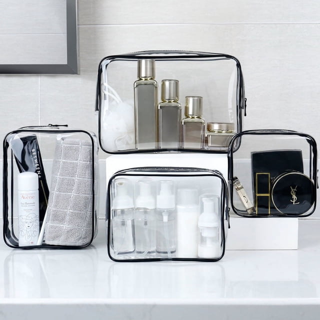 Bolsa de cosméticos de gran capacidad, sencilla, portátil, bolsa de lavado con separación de ropa húmeda y seca, bolsa de almacenamiento de viaje transparente e impermeable