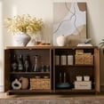 thumbnail image 7 of ARKANTOS Wood Sideboard Buffet Cabinet with Adjustable Shelves and 4 Rattan Doors, Classic Walnut, 7 of 7