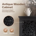 thumbnail image 4 of YIYADO Rustic 55'' Tall Storage Cabinet with Drawer, Decorative 2-Door Carved Wood Accent Cabinet with Solid Wood Legs, High Weight Capacity Sideboard for Living Room, Hallway, Dining Room, Black, 4 of 6