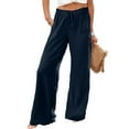 thumbnail image 4 of KDFJPTH Women Summer Fashion Casual Wide Leg Pants Casual High Waist Stretchy Loose Long Pants Trousers With Pockets, 4 of 4