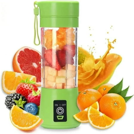 

QIBAXXYL Green Portable USB Rechargeable Personal Blender for Fruit Juice Shakes and Smoothies with 6 Blades Juicer Cup 380ML Capacity One Touch Operation Ideal for Kitchen Travel an