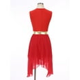 thumbnail image 5 of iiniim Women Sleeveless Metallic Gold Color Block Lyrical Dance Dress Red L, 5 of 7