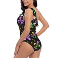 thumbnail image 4 of Haiem Mardi Gras Carnival4 Women's One Piece Swimsuits Tummy Control One Shoulder Bathing Suits Ruffle Swimwear-Medium, 4 of 8
