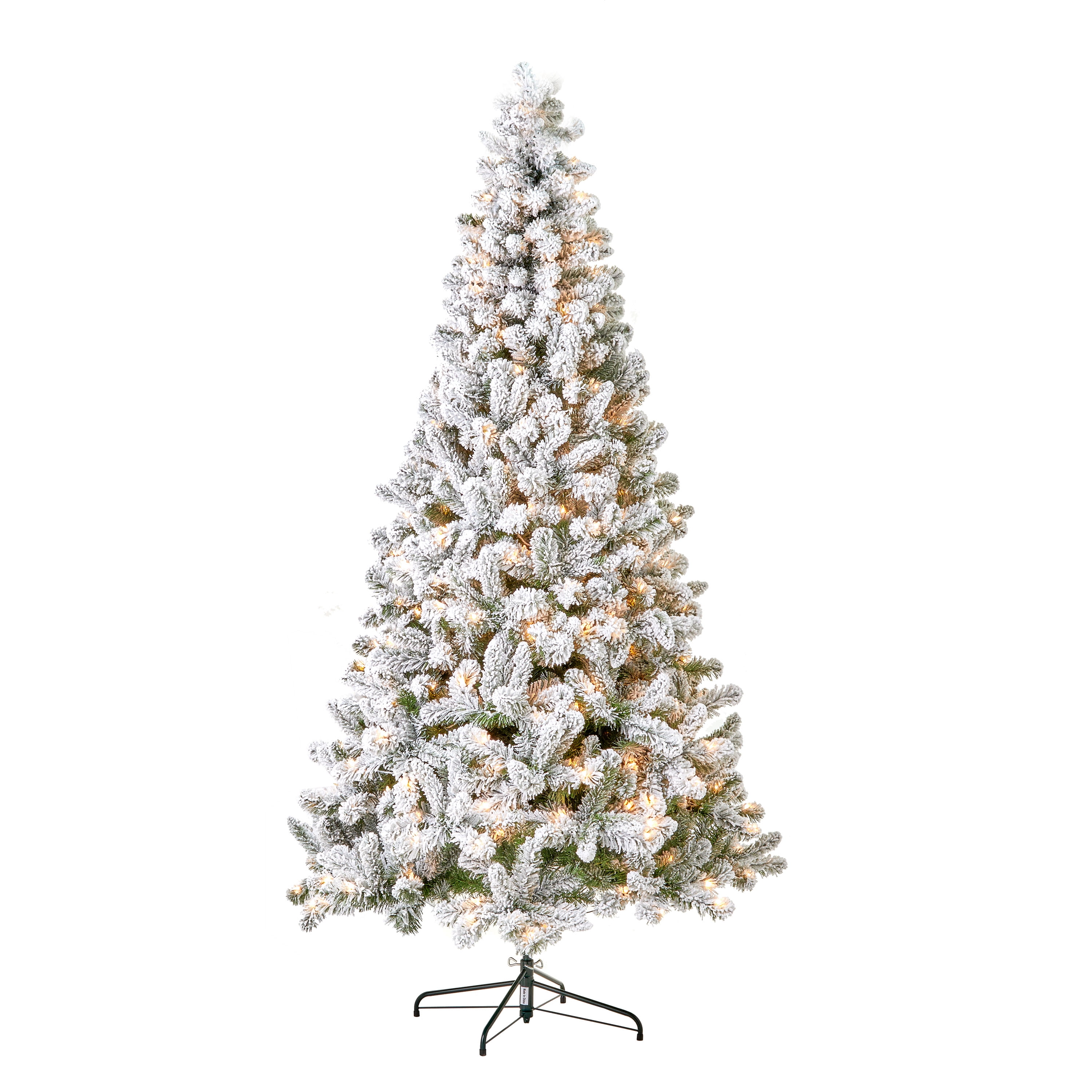 Holiday Time 7 5ft Pre Lit Flocked Frisco Pine Artificial Christmas Tree Clear Green 7 5 Walmart Com