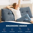thumbnail image 3 of Headboard Pillow Twin, Triangle Pillows for Headboard, Head Board Backrest Wedge Pillow for Reading Sitting Working, Daybed Pillows with Removable Cover for Bed Dorm Sofa, Navy Blue, 3 of 14