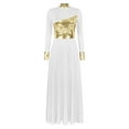 thumbnail image 3 of Linjinx Robe de Danse Liturgique pour Femmes Bloc de Couleur Métallique Performance Danse Blanche G, 3 of 7