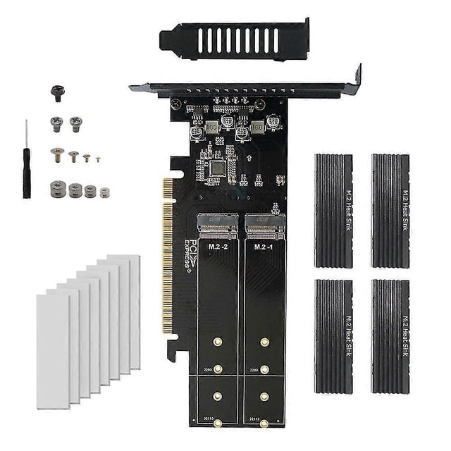 New Pcie To M2 Adapter Card Pcie X16 4 Port M2 Nvme M Key Ssd Converter M.2 Pci Express X16 Adapter