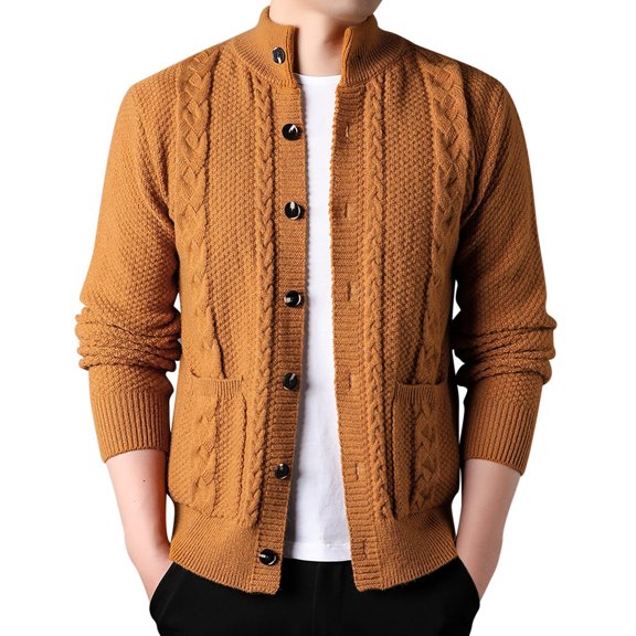 WELOIJEVBE Mens Cardigan Sweaters Men's Casual Knit Cardigan Sweater – Autumn Winter Lightweight Open Front Jacket Stylish Comfortable for Daily Wear for Men