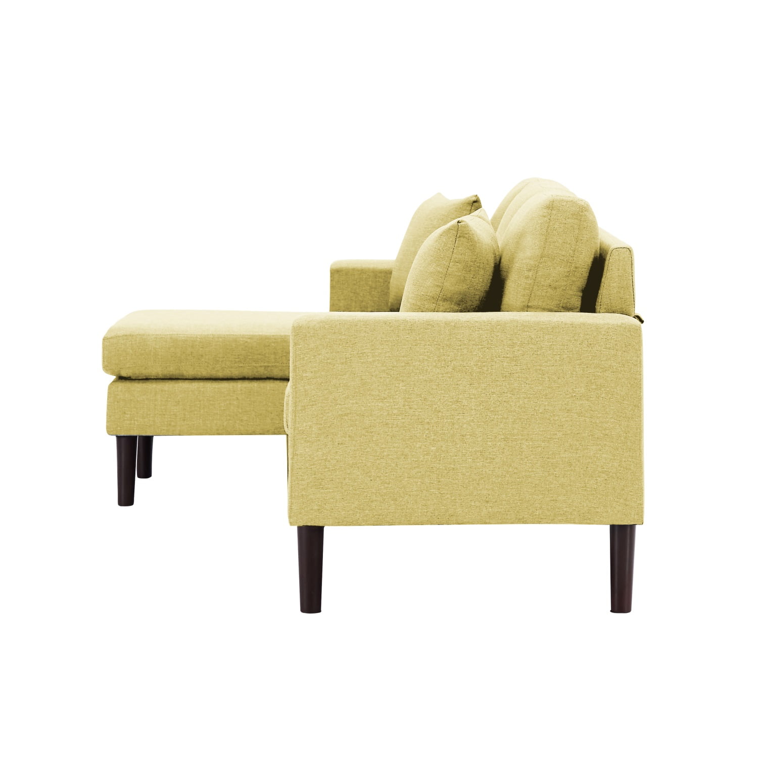 Kadyn 72" Sectional Sofa, L-Shaped Sofa with 2 Pillows, Fabric 3-Seat Sofa for Living Room, Yellow