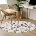 thumbnail image 4 of Purple Pink Botanical Round Area Rug 4Ft Washable Circle Rugs for Bedroom Dining Room, Rustic Country Spring Floral Summer Leaf Non-Slip Carpet Floor Mats Indoor Outdoor Carpet Runner Home Decor, 4 of 8