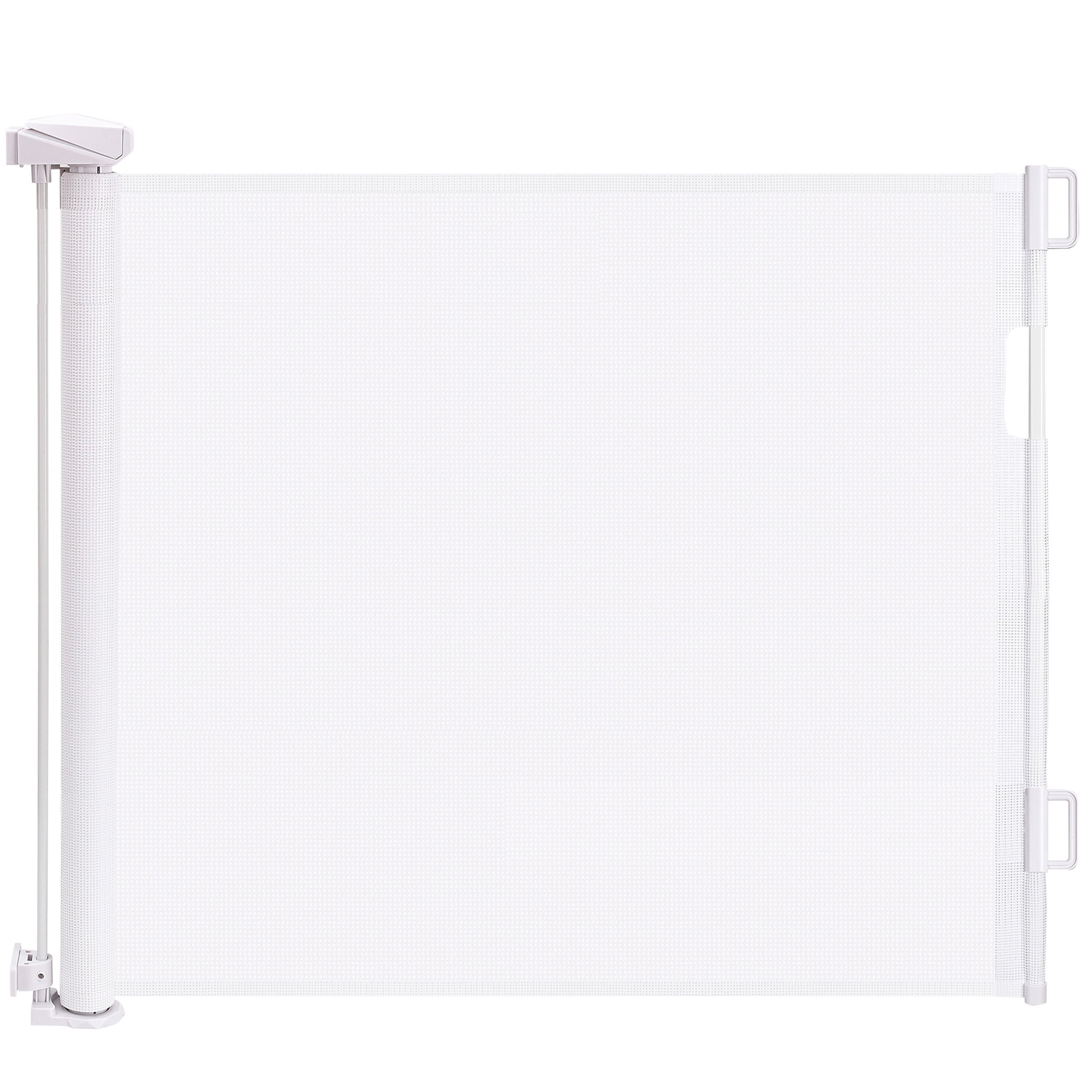 HioHa Hardware-Mounted Baby Gate, 59" Retractable Safety Gate with Auto-Lock Mesh Barrier for Stairs & Doorways, Child Proof,White