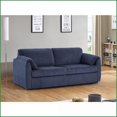 thumbnail image 3 of 79.13-Inch Modern Corduroy Sleeper Sofa Bed | Blue | Cushion Back | Living Room Pull Out Futon Couch, 3 of 15