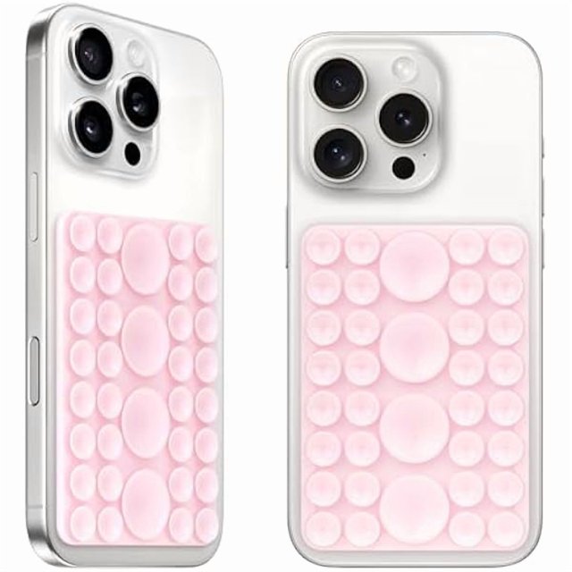 wonima02 2Pack MAX Silicone Suction Phone Case Mount, Upgraded Suction Cup with Strong Suction Power, Hands-Free Phone Accessories Holder, Silicon Adhesive Phone Stand Sticky for Cell Phone Light Pink