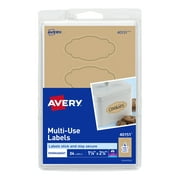 Avery Oval Scroll Labels, Kraft Brown, 1-1/8" x 2-1/4", 24 Labels (40151)