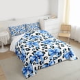 thumbnail image 3 of Feelyou Blue Fashion Ribbon Queen Comforter Set, Polkadot Cheetah Print Bedding Set, 3pcs, 3 of 8