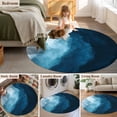 thumbnail image 5 of Round Area Rug 4 Ft, Navy Blue Waves Washable Non-Slip Circle Carpet for Living Room/Bedroom, Coastal Summer Beach Ocean Low-Profile Crawling Mats Collection Rugs for Indoor, 5 of 7