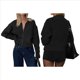 thumbnail image 3 of Cárdigan Holgado de Cuello Redondo, Larga, con Cremallera Frontal, para Mujer, Moderno Suéter de Punto con Cremallera, Abrigos de Otoño. Negro XL, 3 of 7