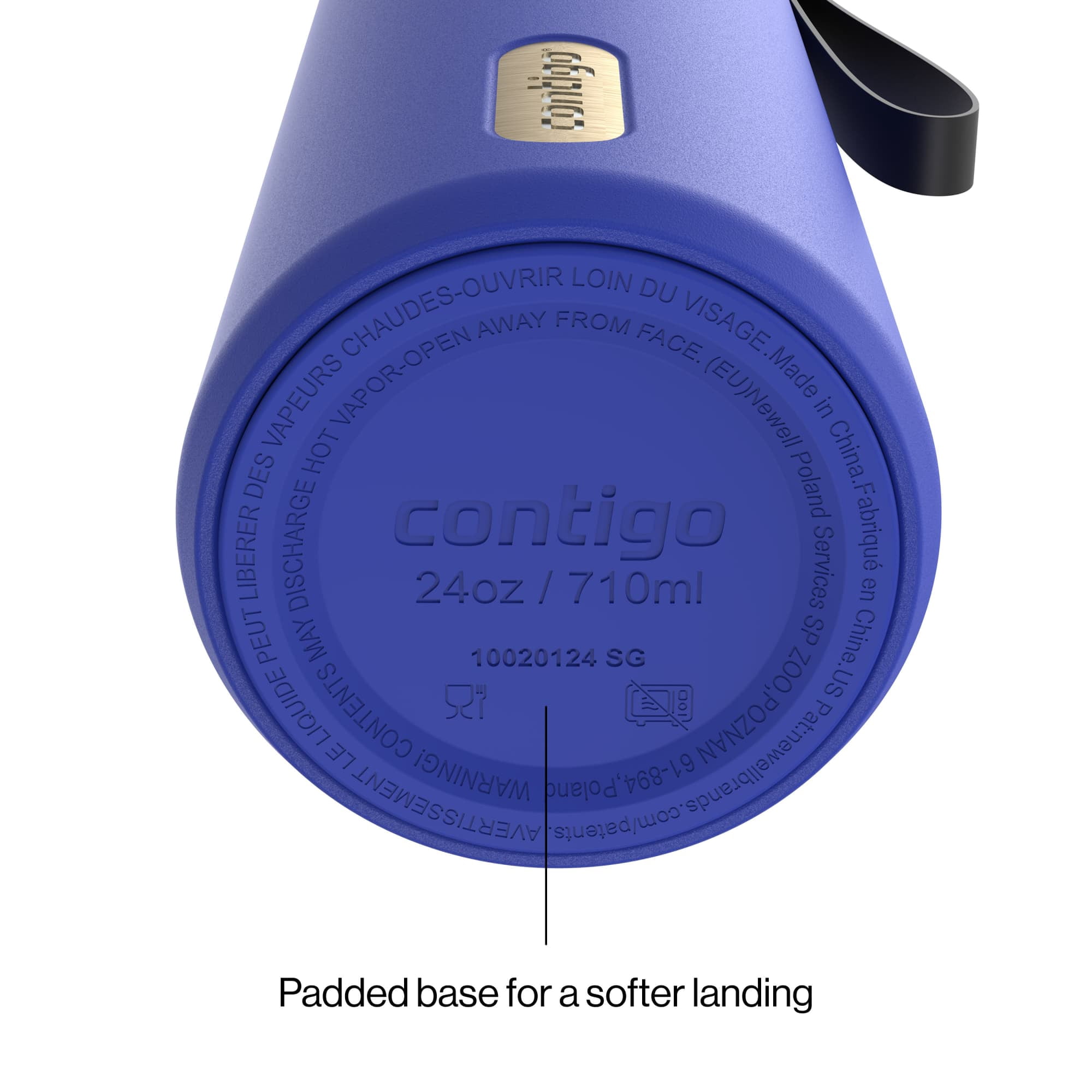 Contigo 24oz SnapSeal Insulated Stainless Steel Water Bottle with Straw, Indigo Blue/Champagne