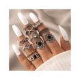 thumbnail image 4 of Personalidad Calado Obsidiana Gótico Anillo Set Dorado/Plata, 4 of 6