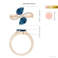 thumbnail image 5 of ANGARA Natural Pear-Shaped 2.5 ct London Blue Topaz Two-Stone Bypass Ring in 14K Rose Gold for Women (Size-8x6mm) | November Birthstone Jewelry for Women | London Blue Topaz Ring (Ring Size - 11), 5 of 10