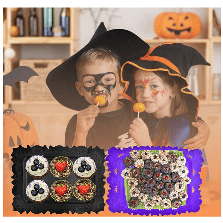 Halloween Melamine 4 Section Plates Divided Dish Trays Set of 2