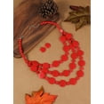 thumbnail image 3 of Statement Multicolor Wood Bead Chunky Layered Necklace Earring Set For Women Multi Layer Color Wooden Beaded Bib Long Strand African Necklace For Women Fashion Jewelry Costume, 3 of 3