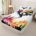 thumbnail image 2 of Metsweet Jungle Dragon Zipper Twin Comforter Sets with Fitted Sheet and 2 Pillowcases, Watercolor Gradient Zipper Bedding Set, Black Orange Blue,4-Piece, 2 of 6