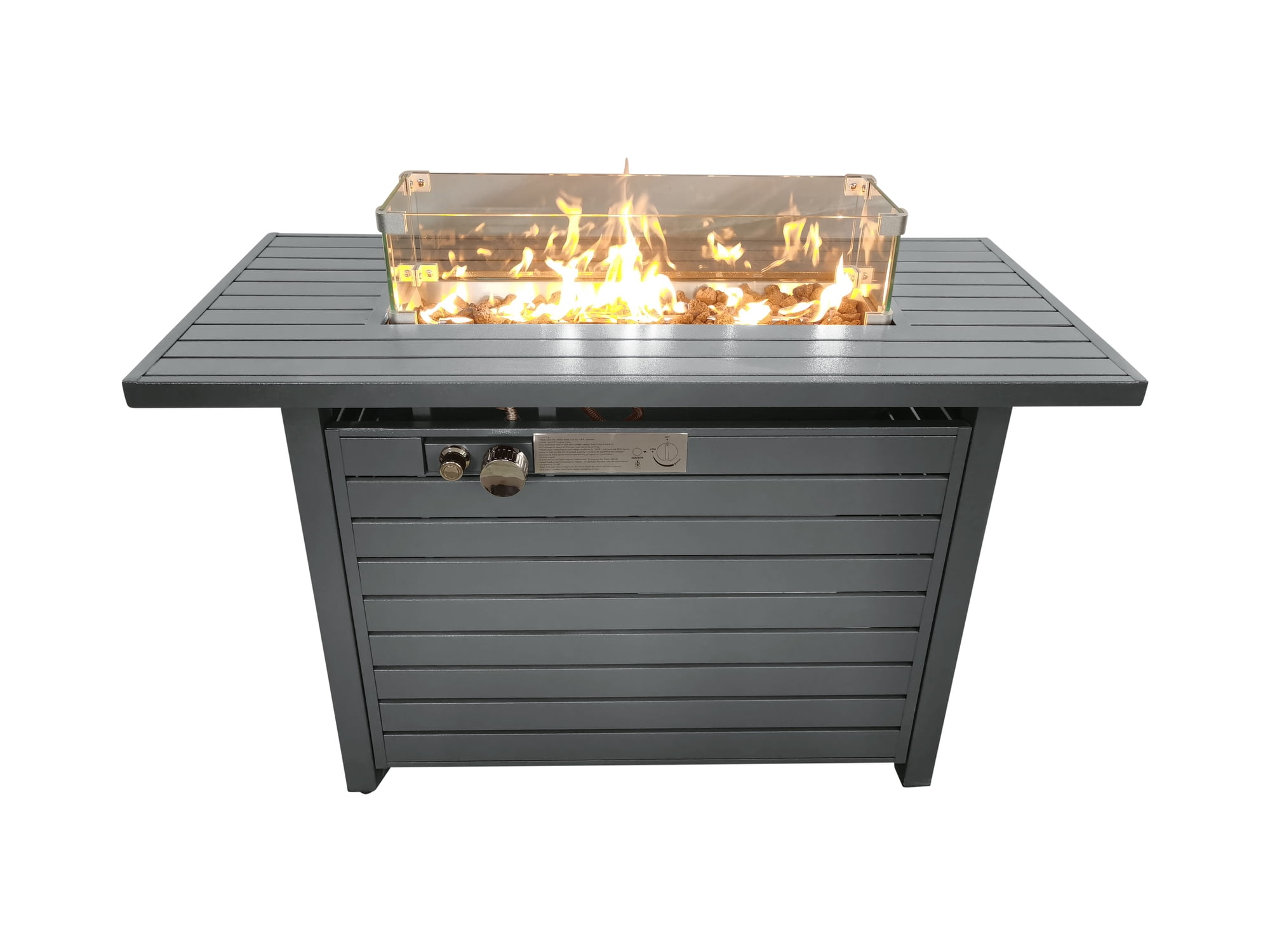E-Western 11 Inch High Steel Propane Outdoor Fire Pit Table with Lid for Backyard Patio Garden Outdoor Heating