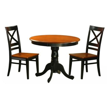 Antique Wooden Chairs With Wicker Seats East West Furniture Antique 3 Piece Pedestal Dining Table Set with Quincy Wooden Seat Chairs ()