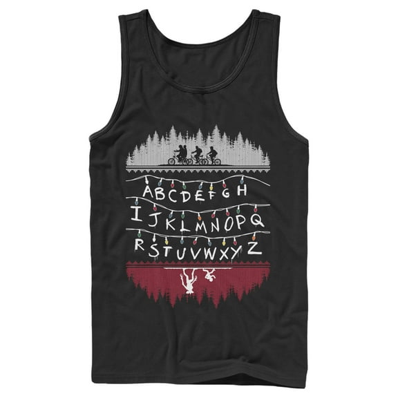 Netflix Men's Stranger Things Alphabet Lights Tank Top Black Large