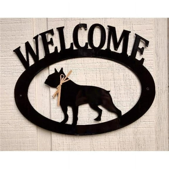 The Lazy Scroll frenchbdwelcome French Bulldog Metal Welcome Sign