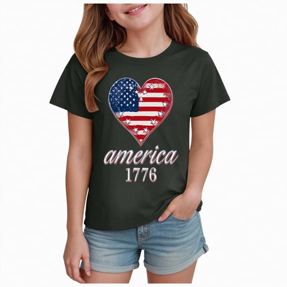 Duqingm Toddler Usashirt Toddler T-Shirt 250 Years American Anniversary Top 252th Independence Day T-Shirt for Boys and Girls Grey,9-10 Years
