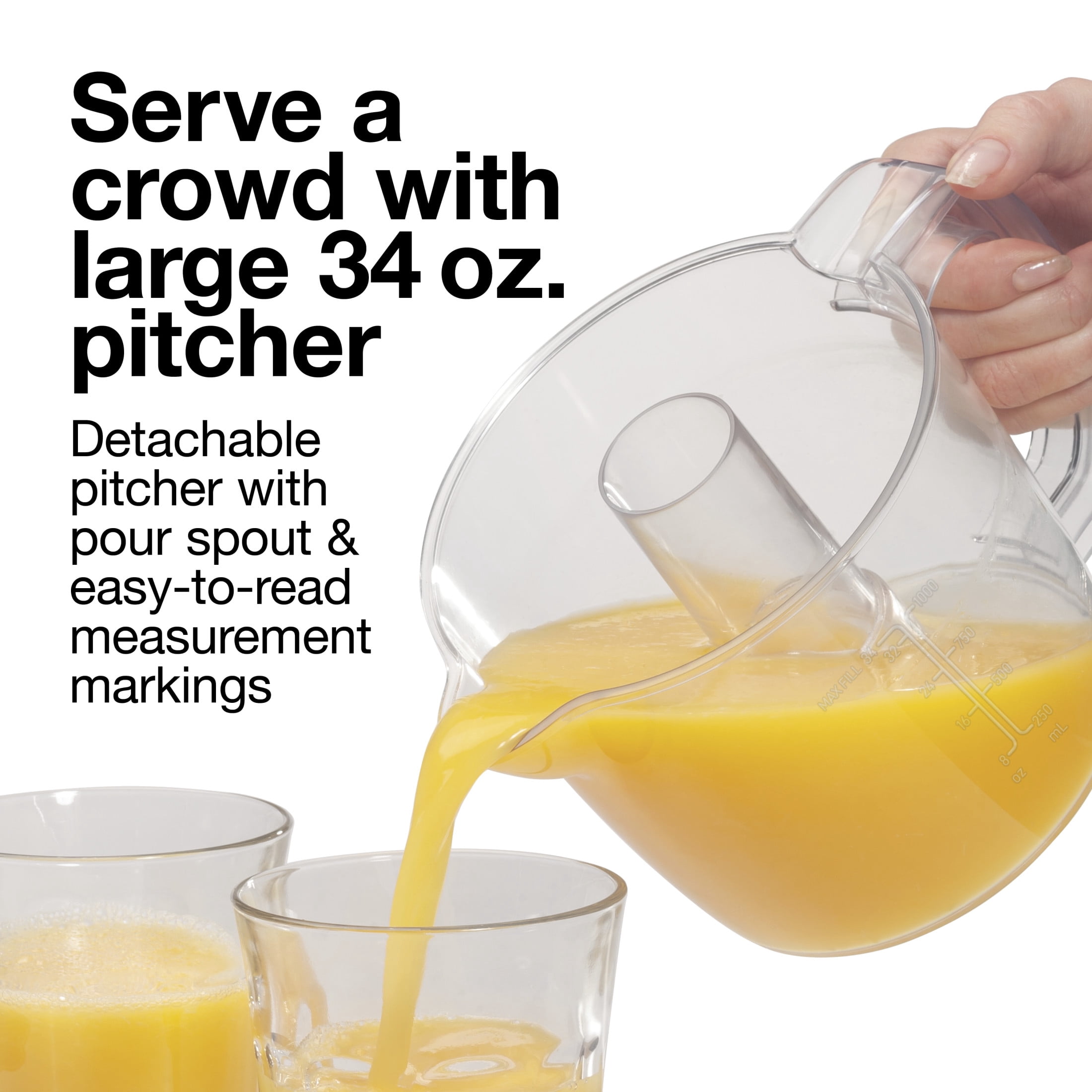 Proctor Silex Electric Citrus Juicer Machine for Fruits and Vegetables with 34 oz Pitcher, White