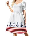 thumbnail image 1 of Robe Rouge et Blanche à Rayures avec Ancre Bleu Marine Robe d'Invité de Mariage 2024 Longue Robe Femme Été, 1 of 4