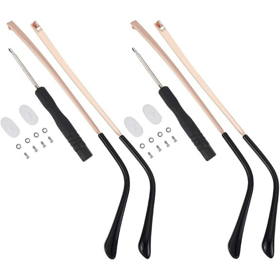 2 Set Rose Gold Eyeglasses Replacement Leg Accessories Spectacle Legs Glasses Temple Arms Universal Eyewear Repair Frame Temple Replacement with Screwdriver Screw Washer DIY