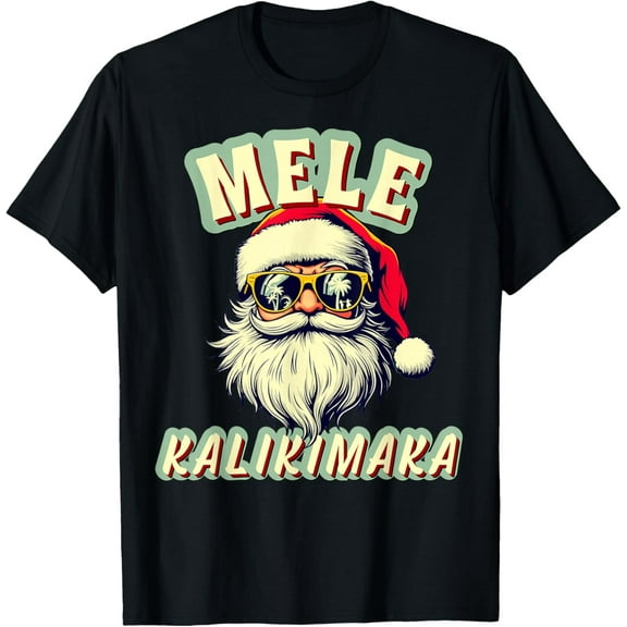 Mele Kalikimaka Santa with Sunglasses Beach Vibes Design Adult T-Shirt