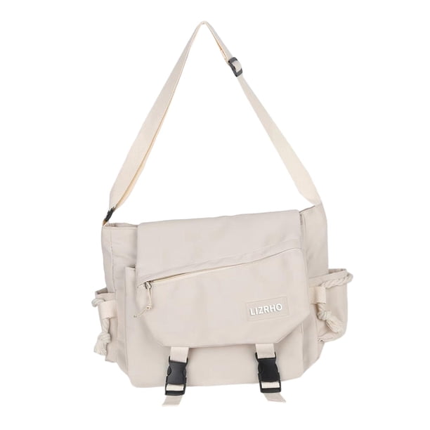 Bolso de hombro para mujer, de gran capacidad, moderno, de nailon, con asa superior, tipo bandolera blanco