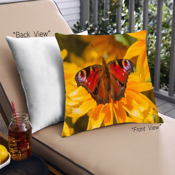Ahgly Company Insects Butterfly Outdoor Throw Pillow, 18 inch by 18 inch