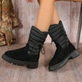 thumbnail image 5 of Boots for Women,Winter Lined Mid Calf Boots Cozy Comfort Casual On Outdoor Cold Weather Footwear,Knee High Boots Women,Black,8, 5 of 9