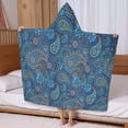 thumbnail image 5 of Blue Paisley Pattern Hooded Bath Towel，60"x35" for Ages 3 To 12 Kids, Quick Dry Lightweight Soft Microfiber Hood Beach Towel Cover Up for Kids, 5 of 7