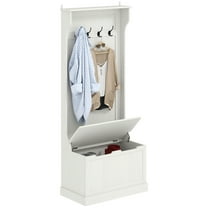 HOMCOM Hall Tree with Coat Rack, Storage and Sitting Bench, Cream White