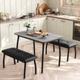 thumbnail image 4 of OUTWIND Small Dining Table Set for 4, Dining Table with Bench Leather Upholstered, Industrial Metal Frame Dining Set for 4, for Kitchen Apartment Restaurant, Grey, 4 of 9