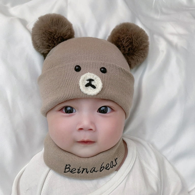 2 In 1 Lovely Appearance Warm Children Hat Cartoon Bear Ear Plush