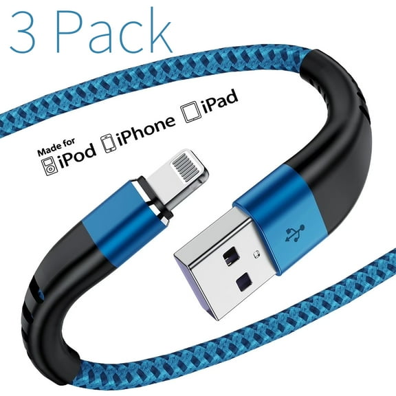 PBUVV 3Pack 6ft Fast Cable, Fast Charging USB C Cable Compatible with iPhone 14/14 Pro Max/13 Mini/12/11/XS/XR/8/7/6s/5s iPad Blue