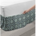 thumbnail image 2 of Vintage Bed Skirt, Traditional Persian Flower Motifs with Influences Old Fashioned Tile, Elastic Bedskirt Dust Ruffle Wrap Around for Bedding Decor, 4 Sizes, Dark Blue Cream, by Ambesonne, 2 of 2